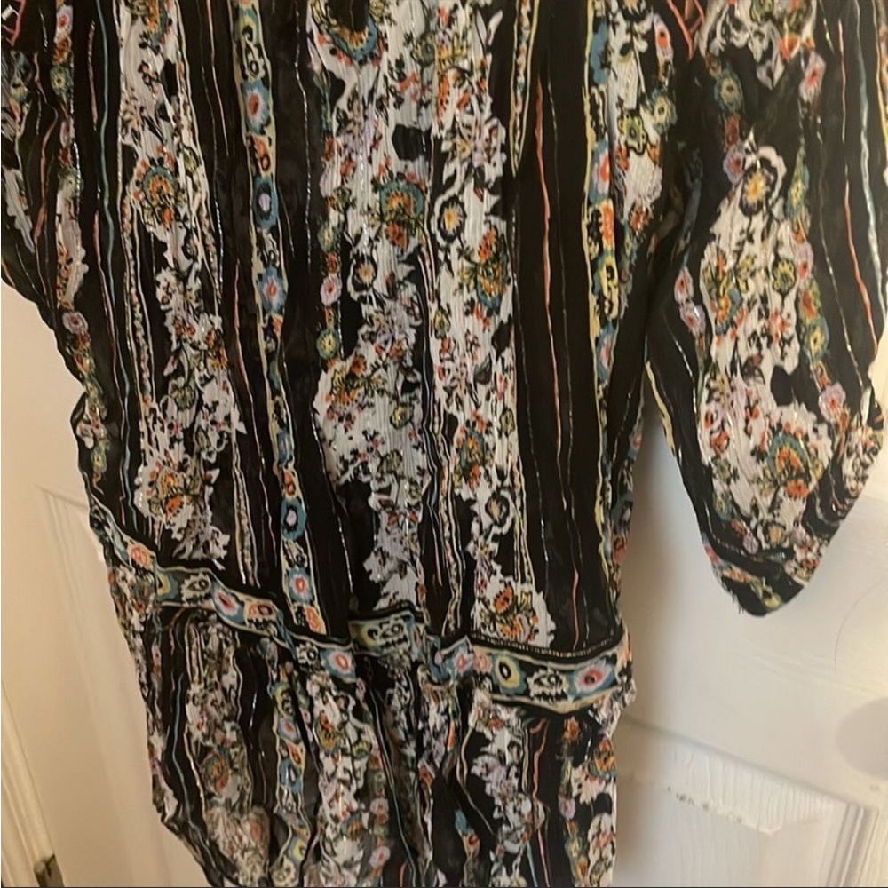 Free People Dance Magic Printed Embroidery Metallic Dress Small - Picture 8 of 10